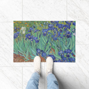 Paillasson Peinture à l'huile florale Les Iris bleus célèbres