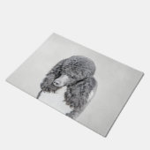 Paillasson Peinture à paille noire standard - Art du chien (Incliné)