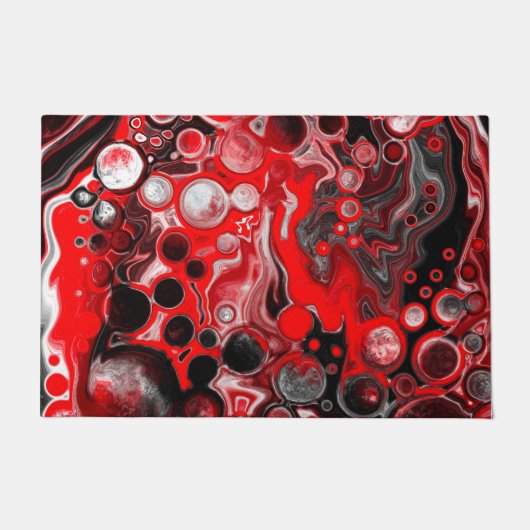 Paillasson Peinture à verres rouge, blanc et noir Fluid Art (Devant)