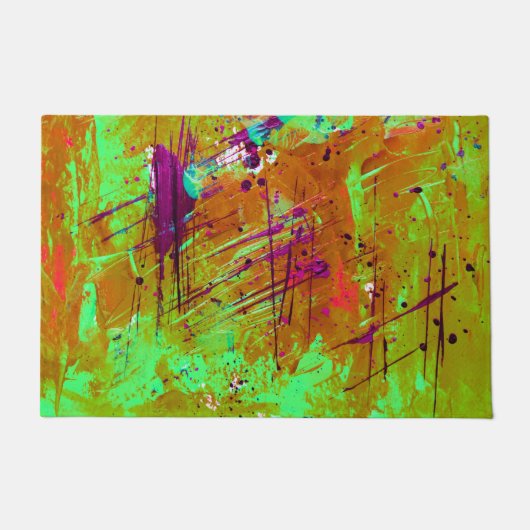 Paillasson Peinture Abstraite couleur néon vert (Devant)