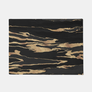 Paillasson Peinture Abstraite en marbre noir or