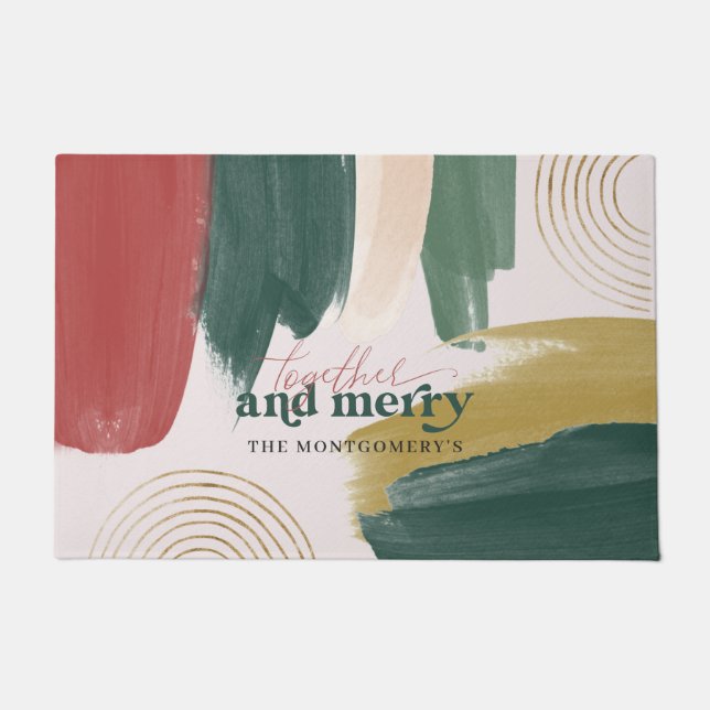 Paillasson Peinture Abstraite moderne | Noël du monogramme (Devant)