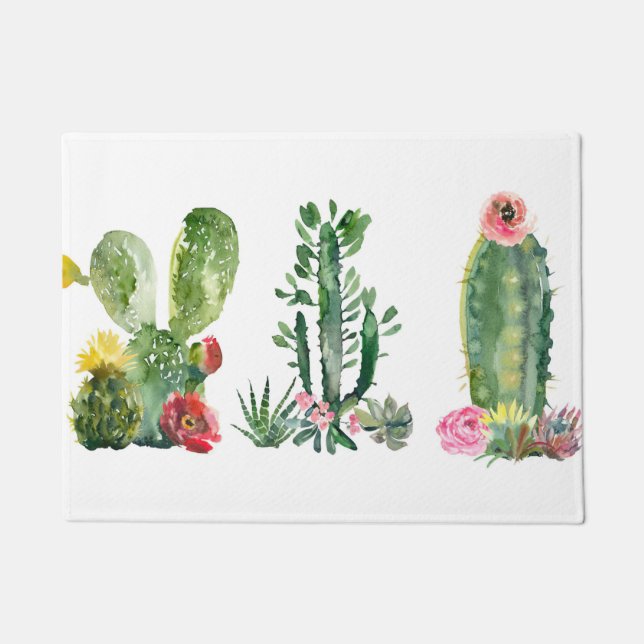 Paillasson Peinture de cactus aquarelle (Devant)