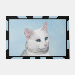 Paillasson Peinture de chat blanc - Cute Original Cat Art