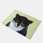 Paillasson Peinture de chat Tuxedo - Cute Original Cat Art (Incliné)