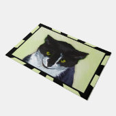 Paillasson Peinture de chat Tuxedo - Cute Original Cat Art (Incliné)