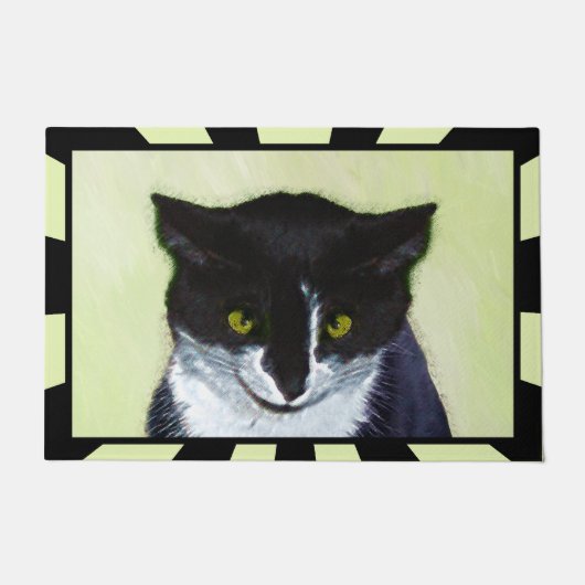 Paillasson Peinture de chat Tuxedo - Cute Original Cat Art (Devant)