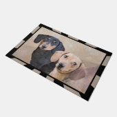 Paillasson Peinture de Dachshund (Smooth) - Art original de c (Incliné)