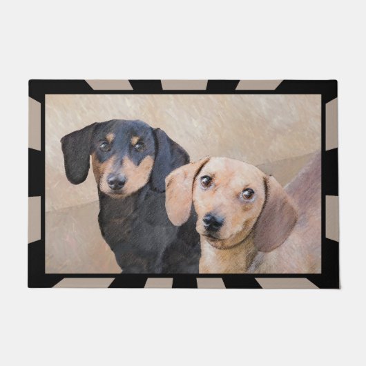 Paillasson Peinture de Dachshund (Smooth) - Art original de c (Devant)