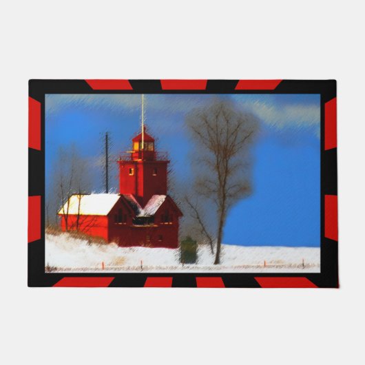 Paillasson Peinture de phare rouge - Art original (Devant)
