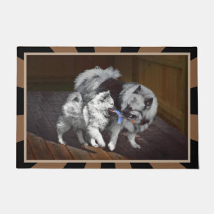 Paillasson Peinture Keeshond Playtime - Jolie art original ch