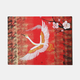 Paillasson Peinture rouge japonaise du Japon Sakura du soleil