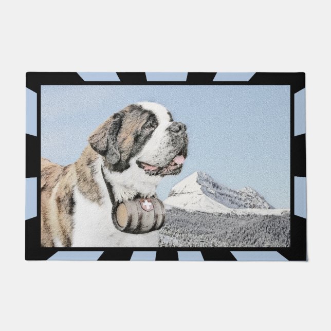 Paillasson Peinture Saint Bernard - Cute Original Chien Art (Devant)
