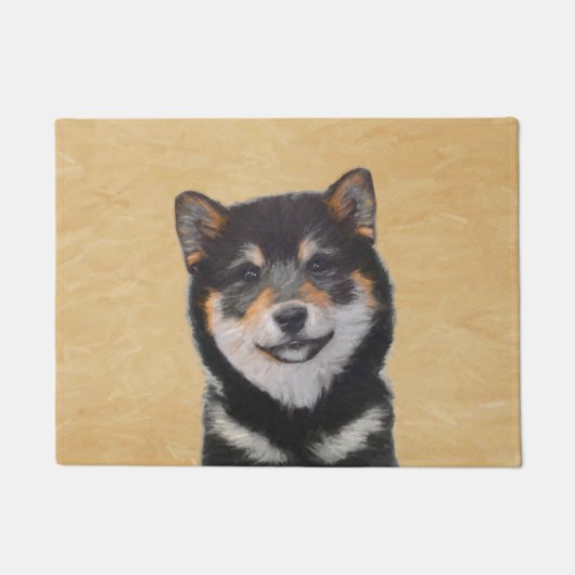 Paillasson Peinture Shiba Inu (Noir et Tan) - Art Chien (Devant)