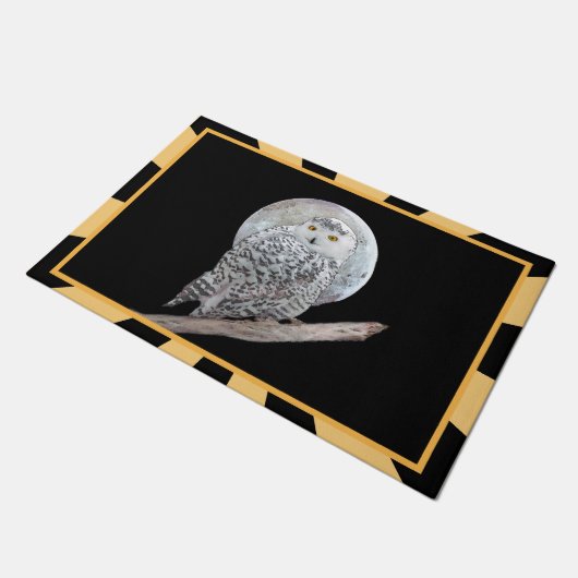 Paillasson Peinture sur la Chouette neigeuse et la Lune - Art (Incliné)