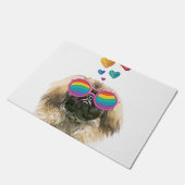 Paillasson Pekingese Dog with Hearts Saint-Valentin (Incliné)