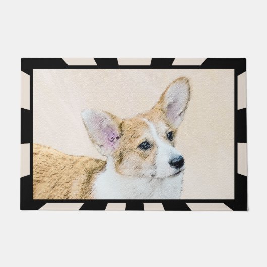 Paillasson Pembroke Welsh Corgi Peinture - Art Chien original (Devant)