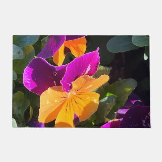 Paillasson Pensée orange et violet (Devant)