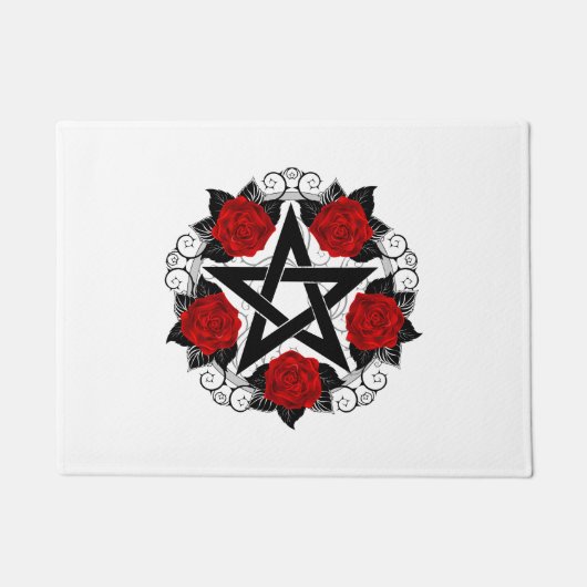 Paillasson Pentagramme aux roses rouges (Devant)
