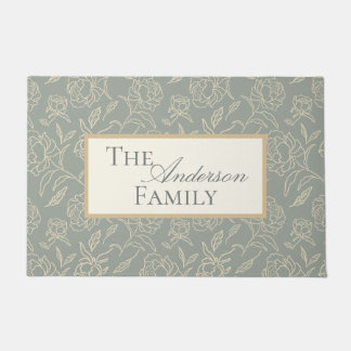 Paillasson Peonies croisées Fleur botanique verte