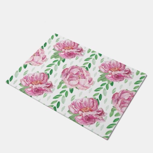 Paillasson Peonies d'aquarelle rose (Incliné)
