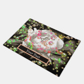 Paillasson Peonies rose et jaune bulle Personnalisé (Incliné)