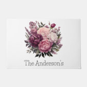 Paillasson Peonies Roses rose blanc violet Floral Flower (Devant)