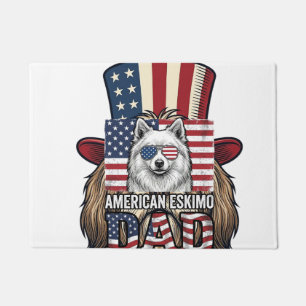 Paillasson Père Esquimau Américain Patriotique Chien Vintage