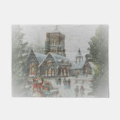 Paillasson Père Noël ancienne avec enfants devant une église (Devant)