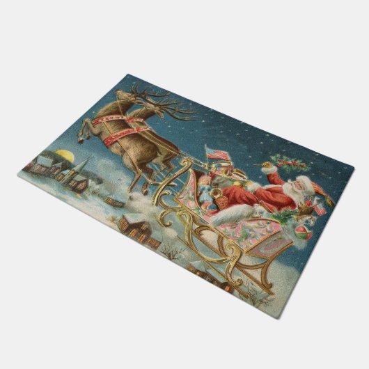 Paillasson Père Noël Antique Sleigh Reindeer (Incliné)