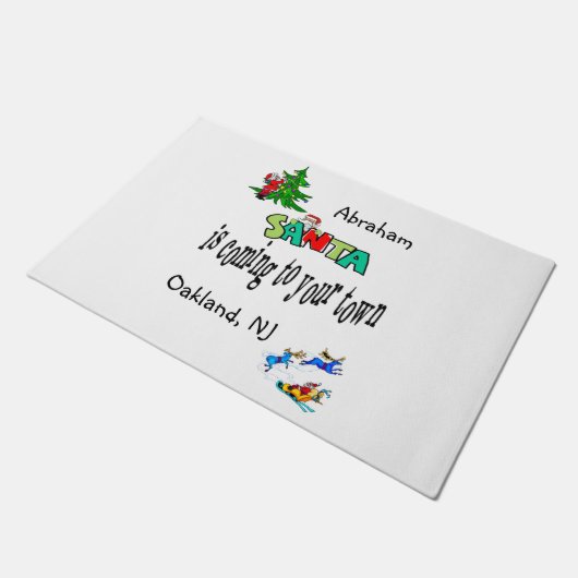 Paillasson Père Noël arrive à la ville Noël Matt Doormat (Incliné)