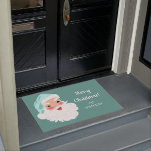 Paillasson Père Noël en Mint Vert Casquette Vintage Noël