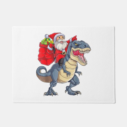 Paillasson Père Noël équitation Dinosaur T rex Christmas Boys (Devant)