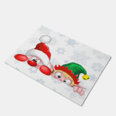 Paillasson Père Noël et Elf Cute et drôle Caractères Pékin (Incliné)