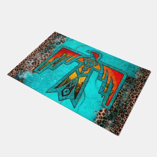 Paillasson Père Noël Fe Thunderbird Marbre Turquoise Leopard (Incliné)