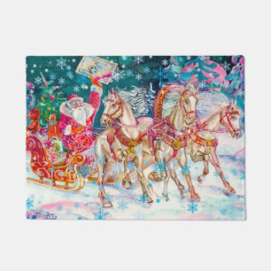 Paillasson Père Noël Magique Cheval Sleigh Neige Nuit de Noël