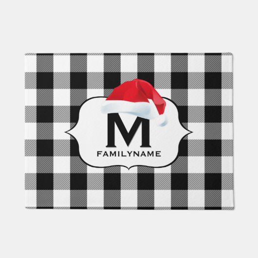 Paillasson père Noël Noël noir blanc Buffle chèque Monogramme (Devant)