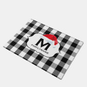 Paillasson père Noël Noël noir blanc Buffle chèque Monogramme (Incliné)