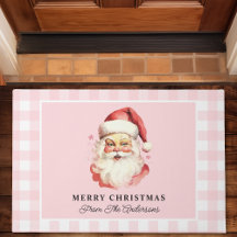 Père Noël Vintage Rose à Carreaux Personnalisé Noë