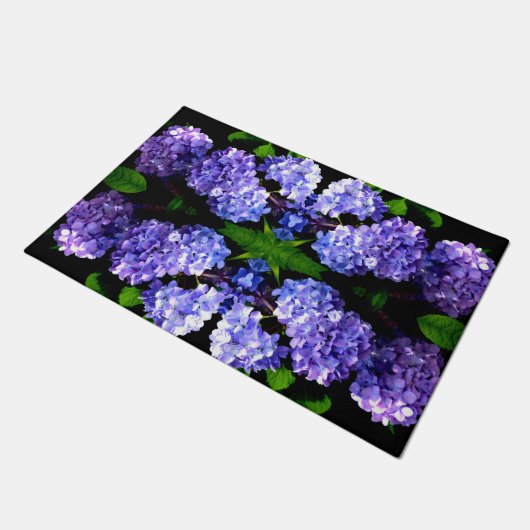 Paillasson Périwinkel hydrangeas fleurs violettes fleurs bleu (Incliné)