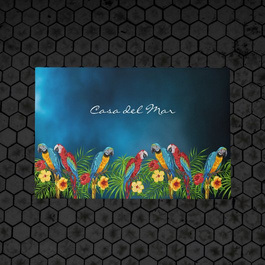 Paillasson Perroquets bleu marine nom de la maison d'été