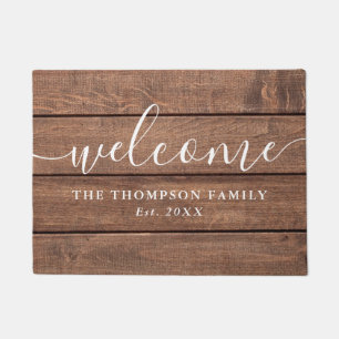 Paillasson Personalised Family Name Rustic Wood
