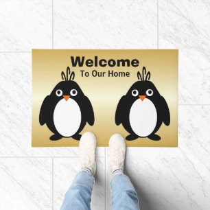 Paillasson Personalised Penguin Design Gold Coloured