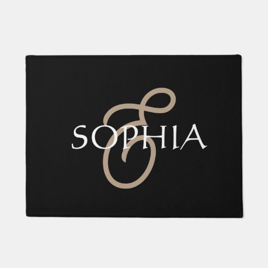 Paillasson Personalized Black gold monogrammed  (Devant)