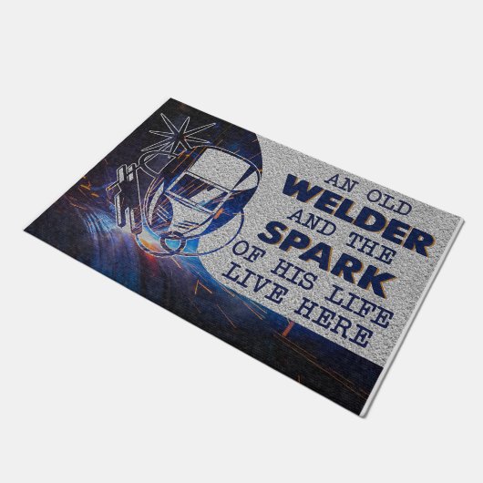Paillasson Personalized Doormat, An Old Welder and His Spark (Incliné)