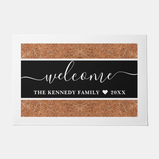 Paillasson Personalized Family Name Rustic Coir Welcome (Devant)