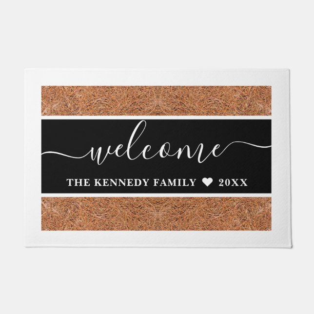 Paillasson Personalized Family Name Rustic Coir Welcome (Devant)