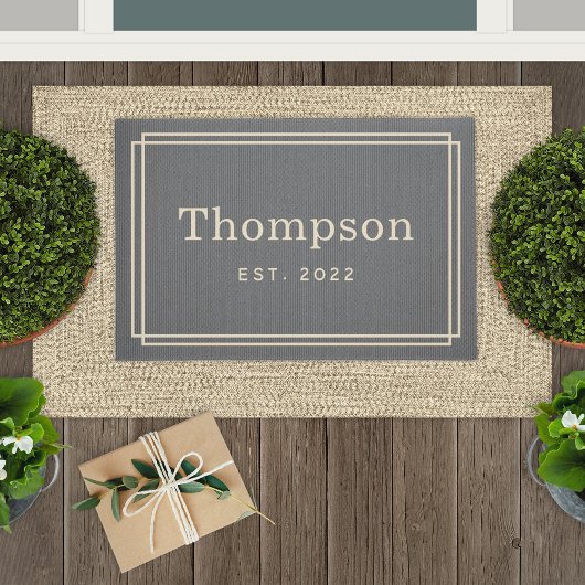 Paillasson Personalized Gray Beige Family Last Name Monogram