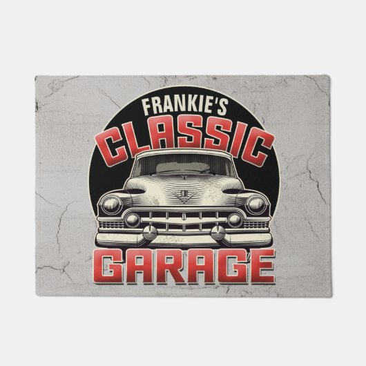 Paillasson PERSONALIZED NAME Classic Car Garage Custom Shop (Devant)