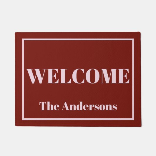 Paillasson Personnalisé Bold Modern Cranberry et Pink (Devant)